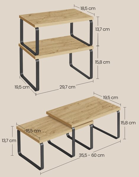 Szett 2 konyhai polc MARZO, artisan tölgy/fekete