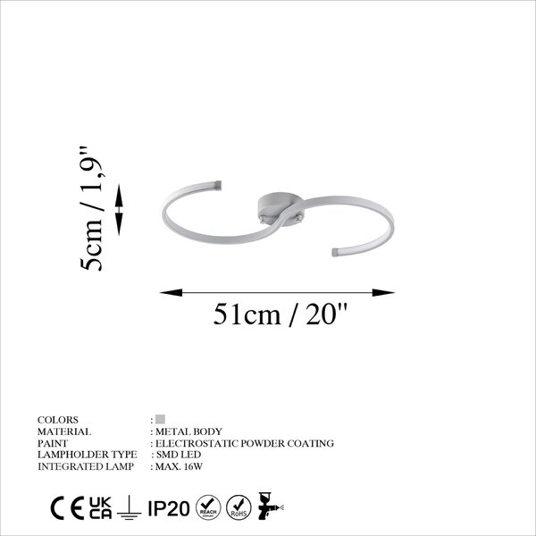 Opviq csillár szürke Es - 13585