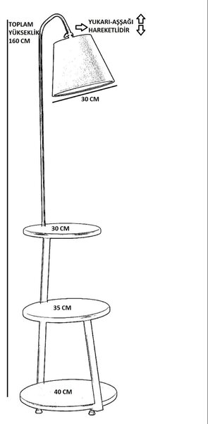 Opviq Floor Lamp Walnut Black Grey 8743-4