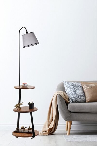 Opviq Floor Lamp Walnut Black Grey 8743-4