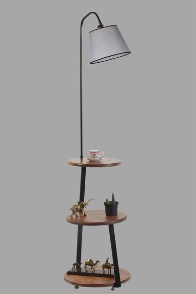 Opviq Floor Lamp Walnut Black Grey 8743-4