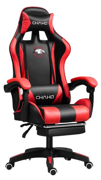 Gamer szék lábpárnával - fekete/piros - PDQ112001-4