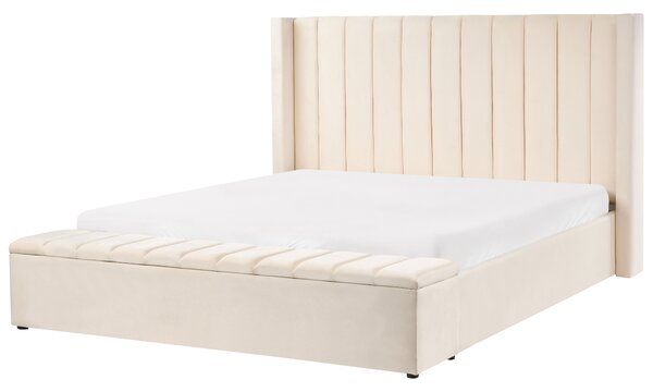 Ágy tárolópaddal Bársony NOYERS 180 x 200 cm Törtfehér