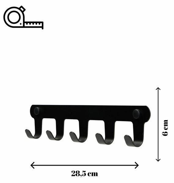 Hanah Home fali akasztó Black Smart 5 - Fekete