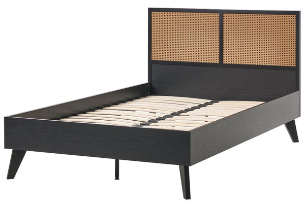 Ágy PE Rattan MONPAZIER 120 x 200 cm Fekete