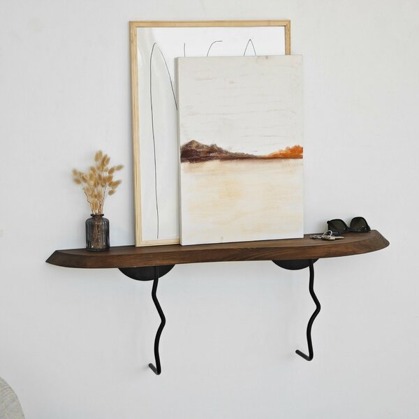 Hanah Home fali polc BlackWalnut Lierre - fekete, dió