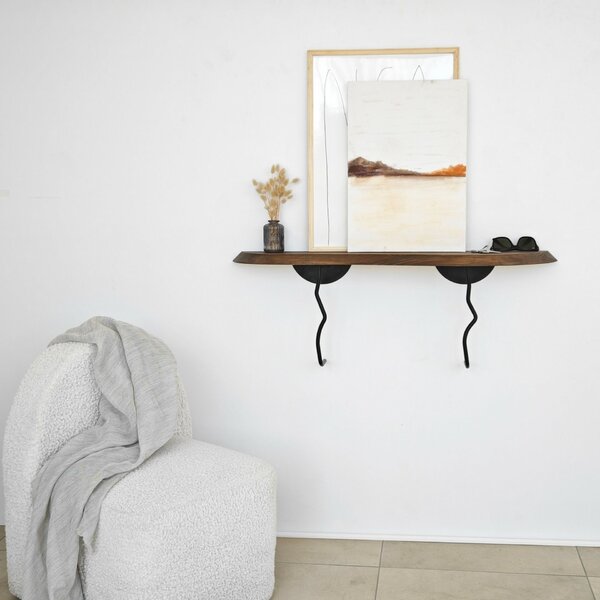 Hanah Home fali polc BlackWalnut Lierre - fekete, dió