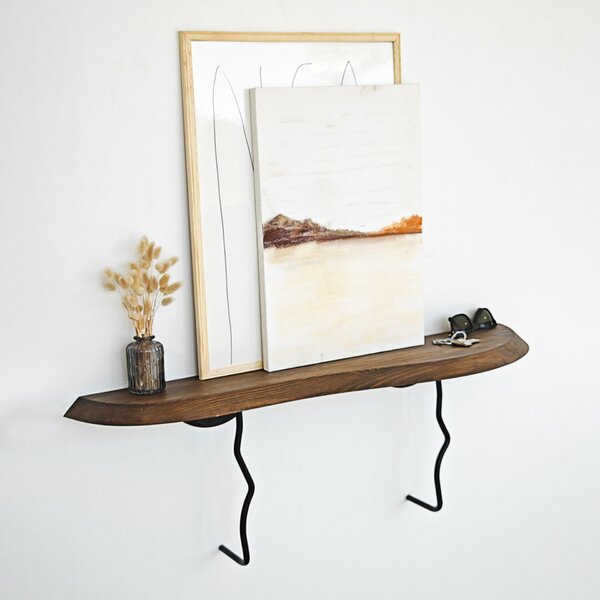 Hanah Home fali polc BlackWalnut Lierre - fekete, dió