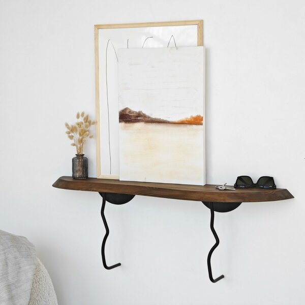 Hanah Home fali polc BlackWalnut Lierre - fekete, dió