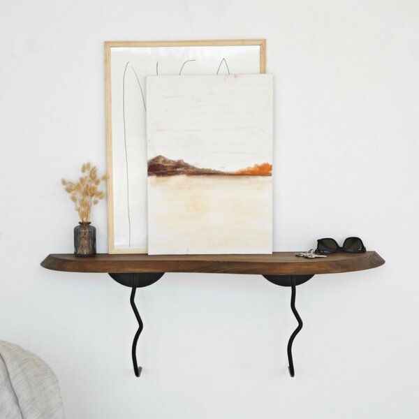 Hanah Home fali polc BlackWalnut Lierre - fekete, dió