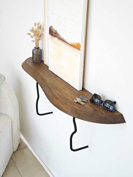 Hanah Home fali polc BlackWalnut Lierre - fekete, dió