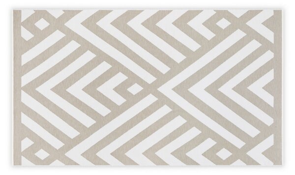 L'essential Maison Fouta (strandtörölköző) Melegszürke Fehér Geometrikus - Melegszürke