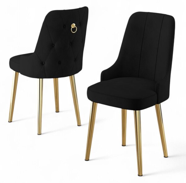 Hanah Home Szék szett (2 darab) Black Gold Newa - Fekete, Arany