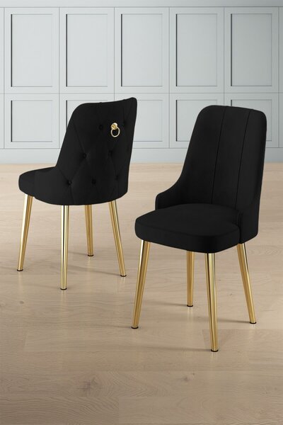 Hanah Home Szék szett (2 darab) Black Gold Newa - Fekete, Arany