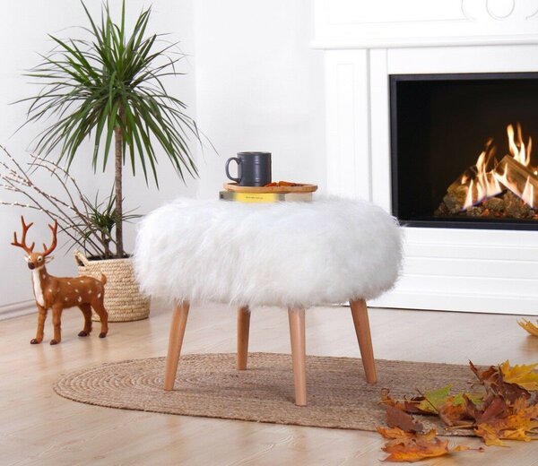 Atelier Del Sofa Fehér Szarvas Puff - Fehér