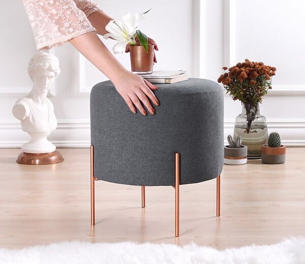 Atelier Del Sofa Puff sötétszürke réz 47 - sötétszürke