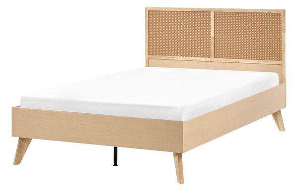 Ágy PE Rattan MONPAZIER 120 x 200 cm Világosbarna