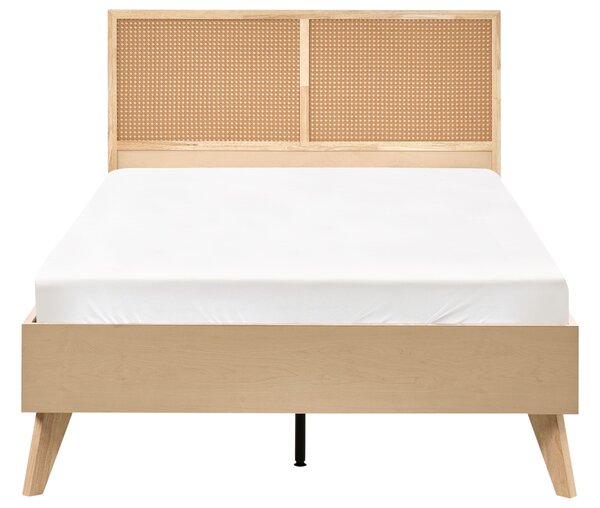 Ágy PE Rattan MONPAZIER 120 x 200 cm Világosbarna