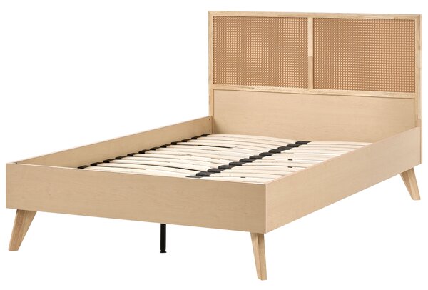 Ágy PE Rattan MONPAZIER 120 x 200 cm Világosbarna