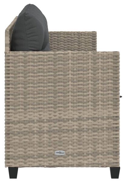 Világosszürke polyrattan napozóágy párnával