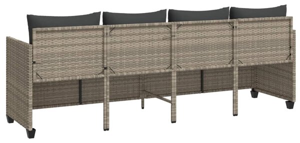Világosszürke polyrattan napozóágy párnával