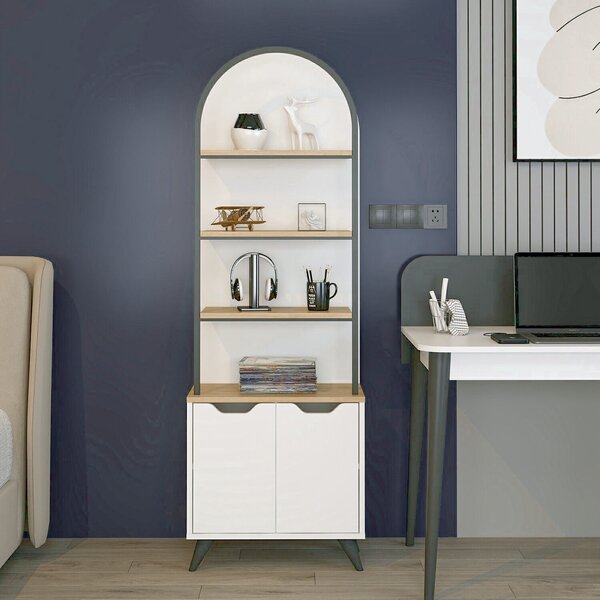 Hanah Home Olirya Könyvespolc Fehér dió - Fehér, Dió
