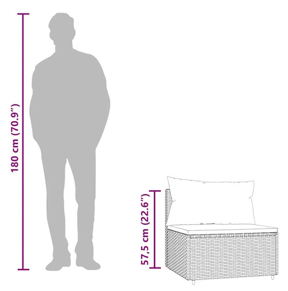 3 részes barna polyrattan kerti ülőgarnitúra párnával