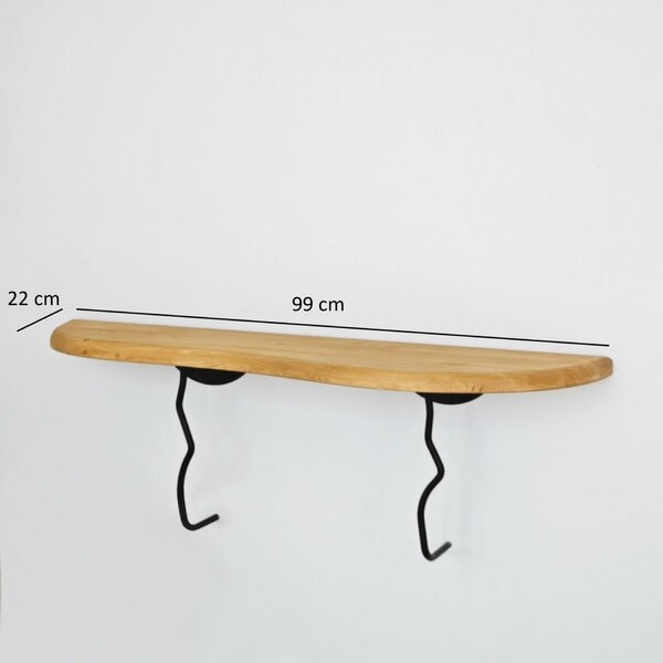 Hanah Home Fali polc Black Oak Edera - Fekete, Tölgy