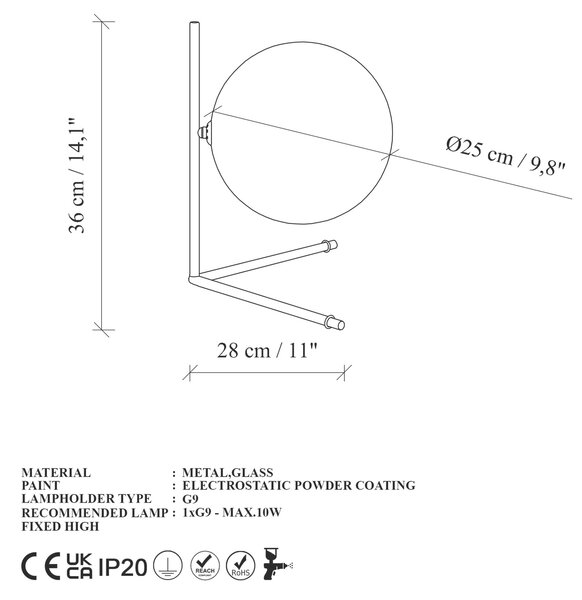Opviq Asztali Lámpa Fekete Luminar - 14170