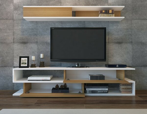 Hanah Home TV Unit White Teak Sims - White, Teak