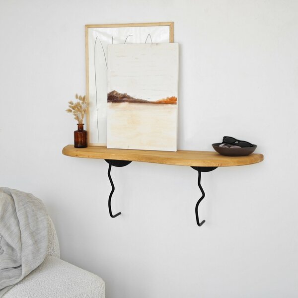 Hanah Home Fali polc Black Oak Edera - Fekete, Tölgy