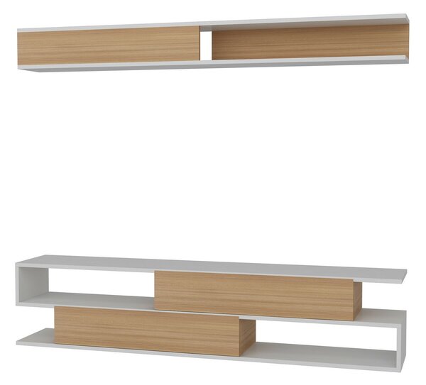 Hanah Home TV Unit White Teak Sims - White, Teak