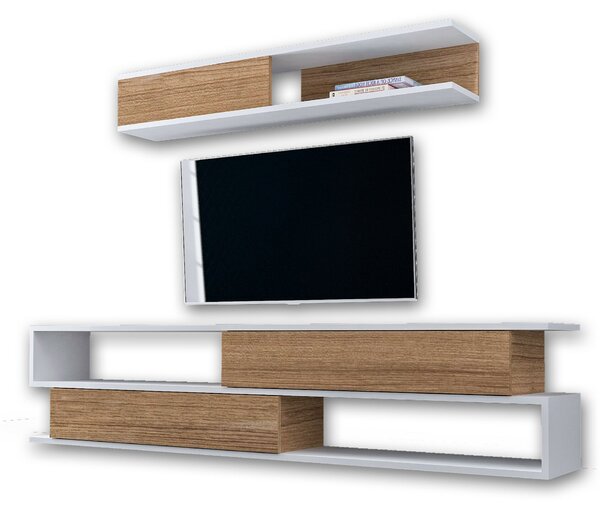 Hanah Home TV Unit White Teak Sims - White, Teak