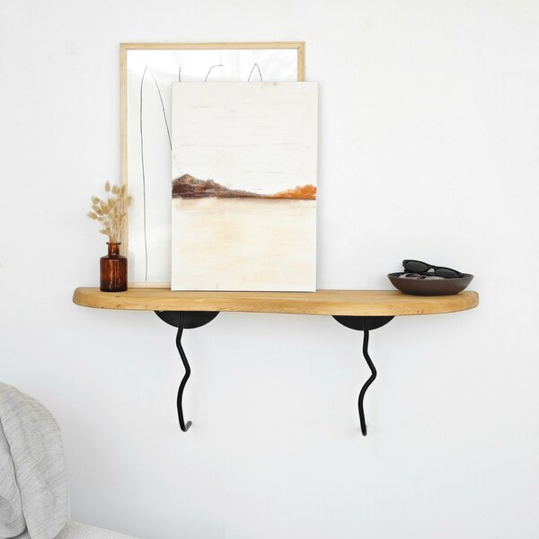 Hanah Home Fali polc Black Oak Edera - Fekete, Tölgy