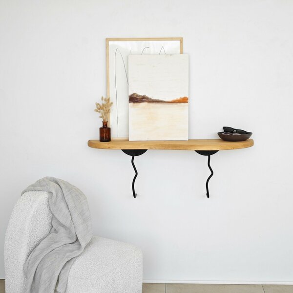 Hanah Home Fali polc Black Oak Edera - Fekete, Tölgy