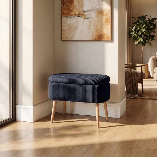 Atelier Del Sofa Puff Fekete Mini Oslo Len - Fekete