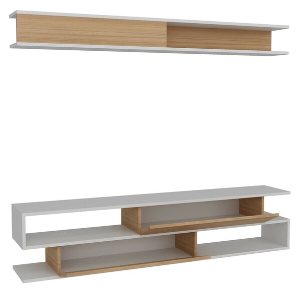 Hanah Home TV Unit White Teak Sims - White, Teak