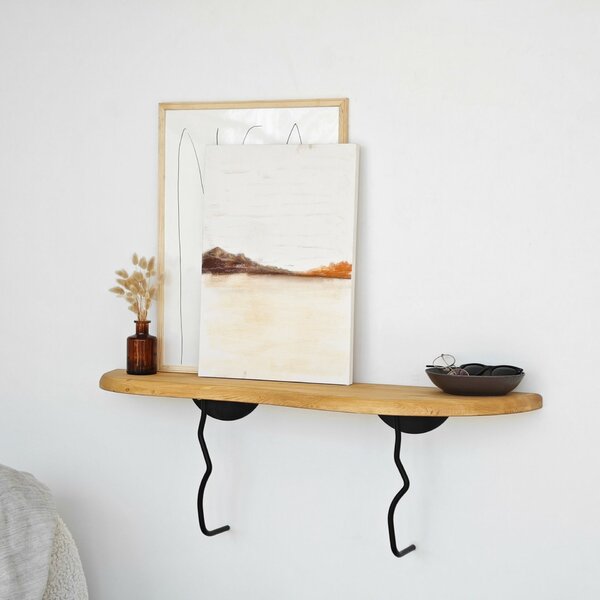 Hanah Home Fali polc Black Oak Edera - Fekete, Tölgy