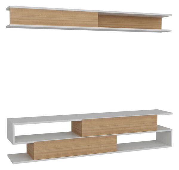 Hanah Home TV Unit White Teak Sims - White, Teak