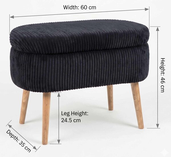 Atelier Del Sofa Puff Fekete Mini Oslo Len - Fekete
