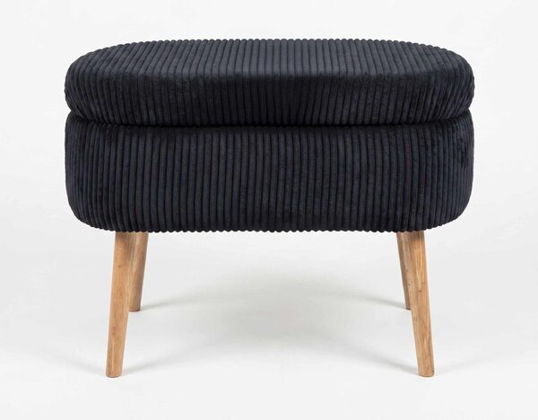 Atelier Del Sofa Puff Fekete Mini Oslo Len - Fekete