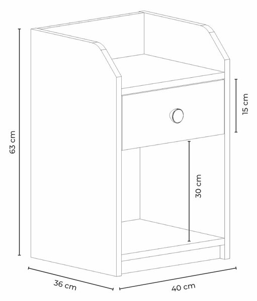 Hanah Home Éjjeliszekrény Fehér Urartu