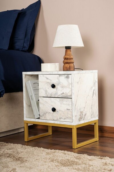 Hanah Home Nightstand Freesia Marble Gold Glimmer - Fressia Marble, Gold
