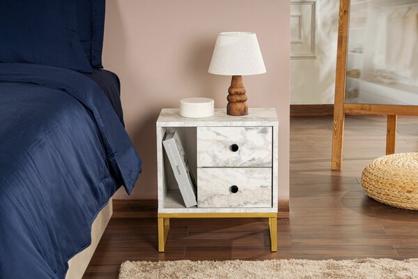 Hanah Home Nightstand Freesia Marble Gold Glimmer - Fressia Marble, Gold