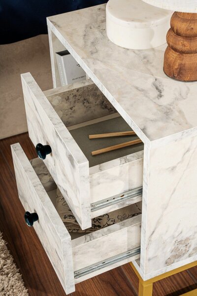 Hanah Home Nightstand Freesia Marble Gold Glimmer - Fressia Marble, Gold