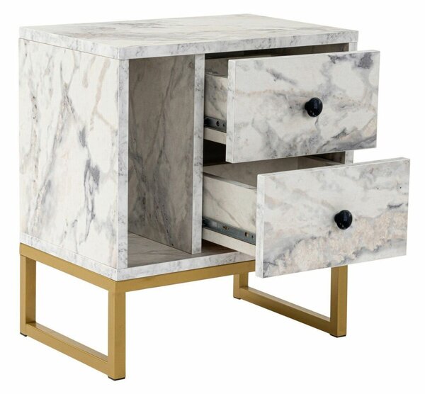 Hanah Home Nightstand Freesia Marble Gold Glimmer - Fressia Marble, Gold