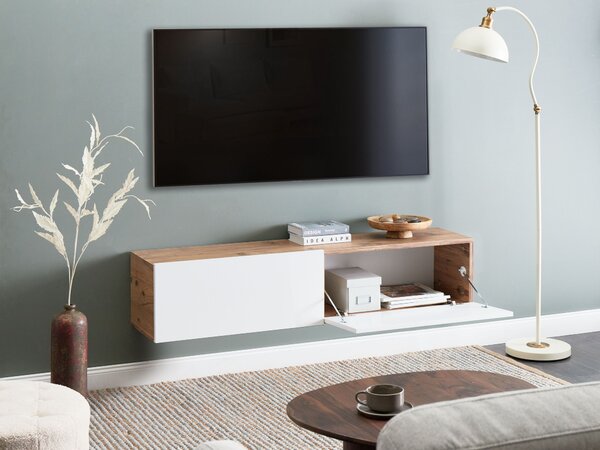 Falra szerelhető TV-állvány GLADSTONE Barna/fehér
