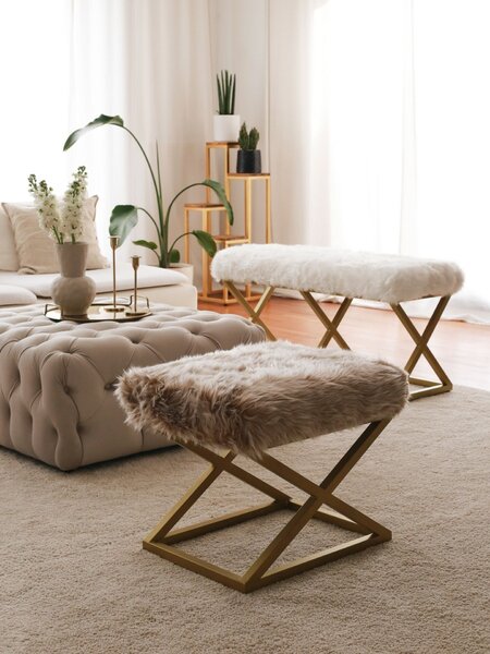 Atelier Del Sofa Puff barna-arany Capraz Pelush - arany, barna