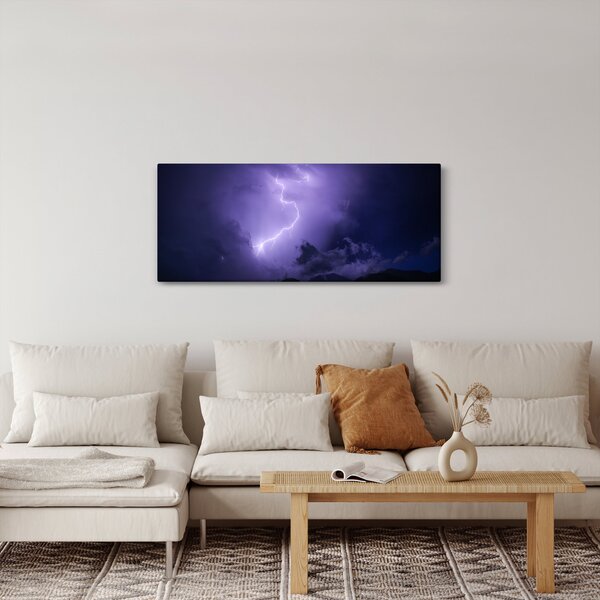 Kép - lila égbolt és villám (120x50 cm)