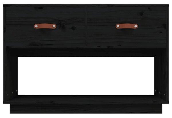 Fekete tömör fenyőfa TV-szekrény 90x40x602 cm